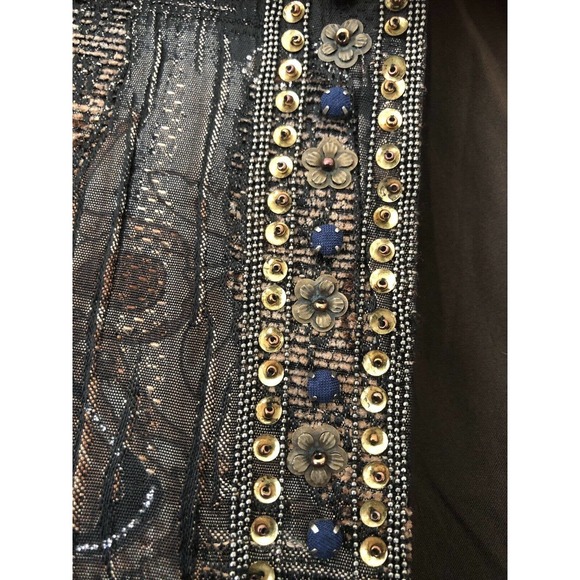 NWT! CHICOS CHOCOLATE BROWN BLACK JEWEL BEADS PAISLEY LONG JACKET TOPPER 0 Small - Picture 3 of 10